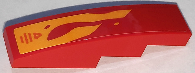 Slope, Curved 4 x 1 with Bright Light Orange Flames, Triangle and Lines Pattern Model Right Side (Sticker) - Set 70675