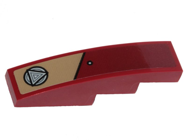 Slope, Curved 4 x 1 with Dark Tan Stripe and Triangles in Circles Pattern Model Right Side (Sticker) - Set 76208