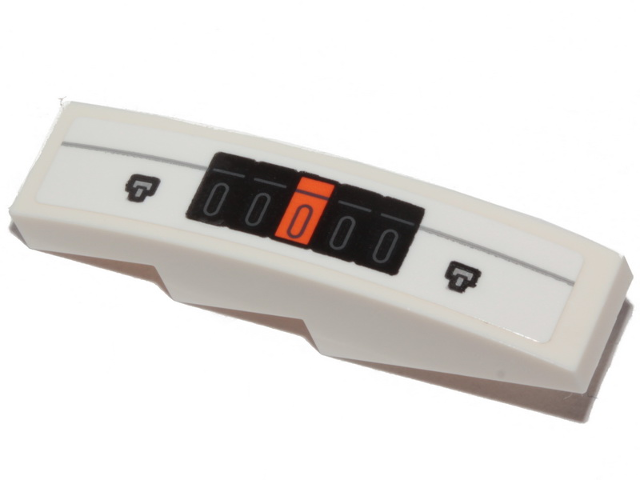 Slope, Curved 4 x 1 with Black and Orange Rectangles and Light Bluish Gray Line Pattern Model Left Side (Sticker) - Set 76989