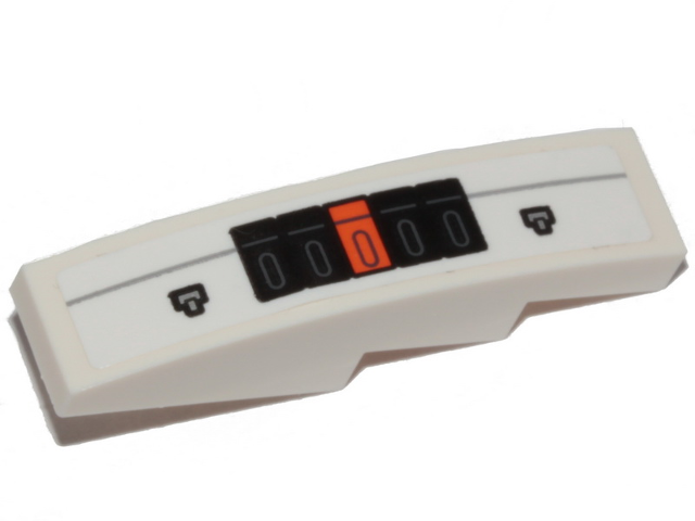 Slope, Curved 4 x 1 with Black and Orange Rectangles and Light Bluish Gray Line Pattern Model Right Side (Sticker) - Set 76989