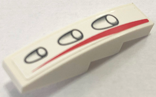 Slope, Curved 4 x 1 with Red Stripe and 3 Headlights Pattern Model Right Side (Sticker) - Set 8161