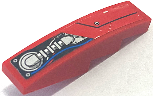 Slope, Curved 4 x 1 with Blue Wiring, Silver Suspension, and Black Line Pattern Model Left Side (Sticker) - Set 8863