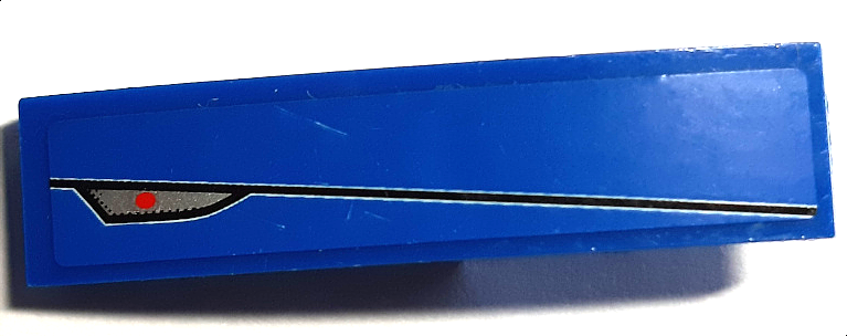 Slope, Curved 4 x 1 with Silver and Red Headlight and Black Stripe Pattern Model Right Side (Sticker) - Set 8214