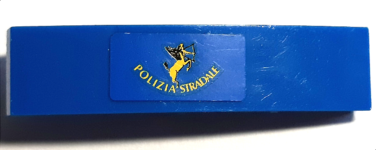 Slope, Curved 4 x 1 with Yellow 'POLIZIA STRADALE' and Archer Centaur Pattern (Sticker) - Set 8214