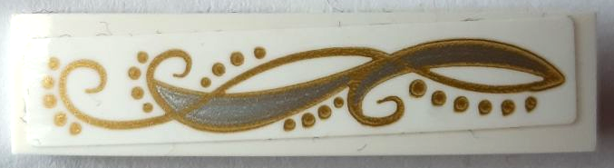 Slope, Curved 4 x 1 with Gold Elves Scrollwork and Dots Pattern (Sticker) - Set 41195