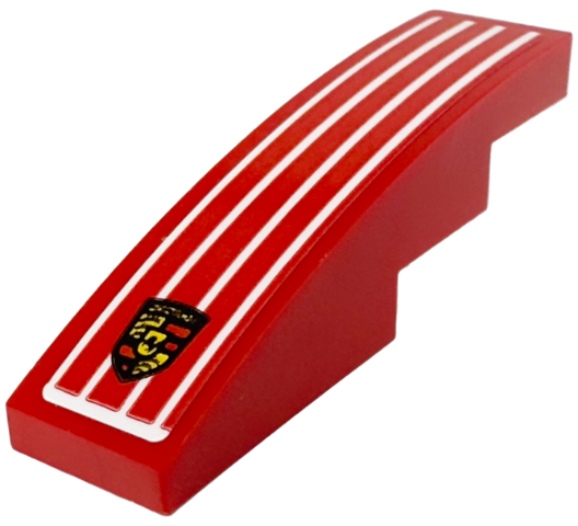 Slope, Curved 4 x 1 with 4 White Lines and Porsche Logo Pattern (Sticker) - Set 76916