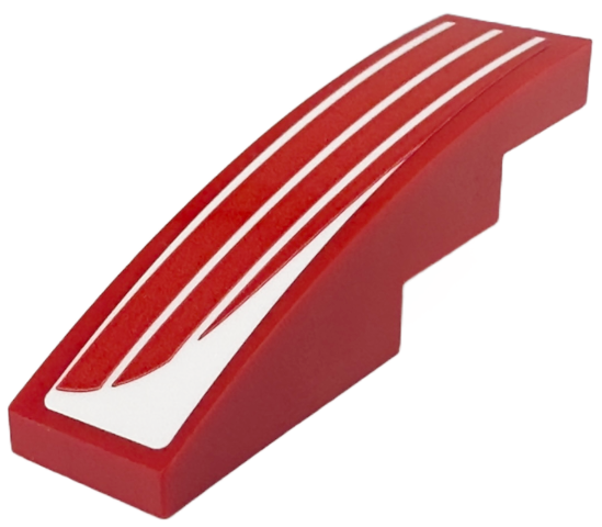 Slope, Curved 4 x 1 with 3 White Lines and Curved Corner Pattern Model Left Side (Sticker) - Set 76916