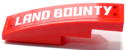 Slope, Curved 4 x 1 with White 'LAND BOUNTY' Pattern Model Left Side (Sticker) - Set 70677