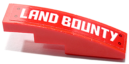 Slope, Curved 4 x 1 with White 'LAND BOUNTY' Pattern Model Right Side (Sticker) - Set 70677