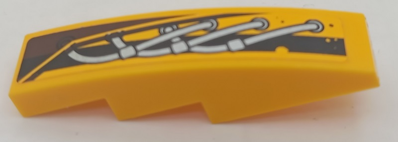 Slope, Curved 4 x 1 with Silver Wiring, Black Stripe and Armor Plate Pattern Model Left Side (Sticker) - Set 70134