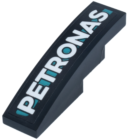 Slope, Curved 4 x 1 with White 'PETRONAS' Logo on Dark Turquoise Stripe Pattern Model Left Side (Sticker) - Set 77244