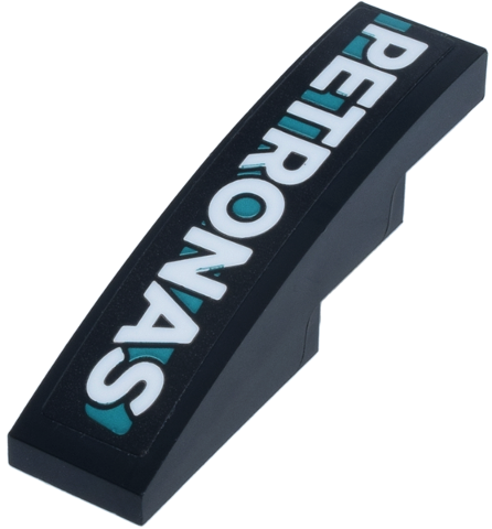 Slope, Curved 4 x 1 with White 'PETRONAS' Logo on Dark Turquoise Stripe Pattern Model Right Side (Sticker) - Set 77244