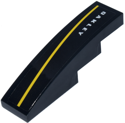 Slope, Curved 4 x 1 with White 'OAKLEY' Logo and Yellow Stripe Pattern Model Right Side (Sticker) - Set 77245