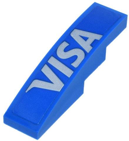 Slope, Curved 4 x 1 with Silver 'VISA' Logo Pattern Model Right Side (Sticker) - Set 77246