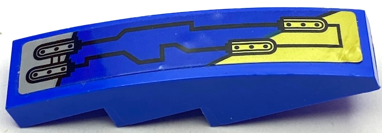 Slope, Curved 4 x 1 with Gold and Light Bluish Gray Armor Plates and Black Circuitry Pattern Model Right Side (Sticker) - Set 71699
