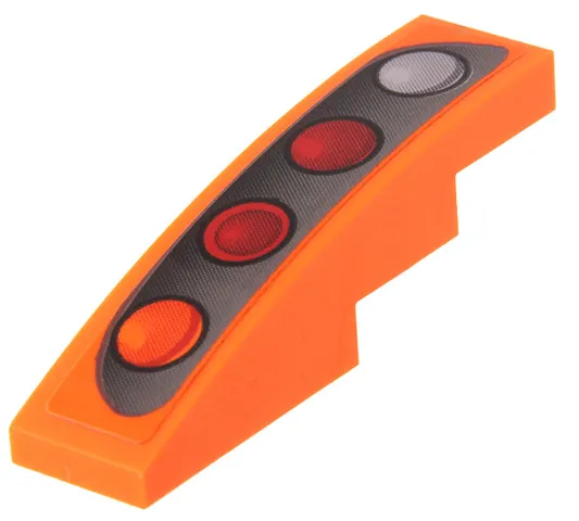 Slope, Curved 4 x 1 with Silver Reverse Light, Orange Blinker, and Red Taillights Pattern Model Left Side (Sticker) - Set 42204
