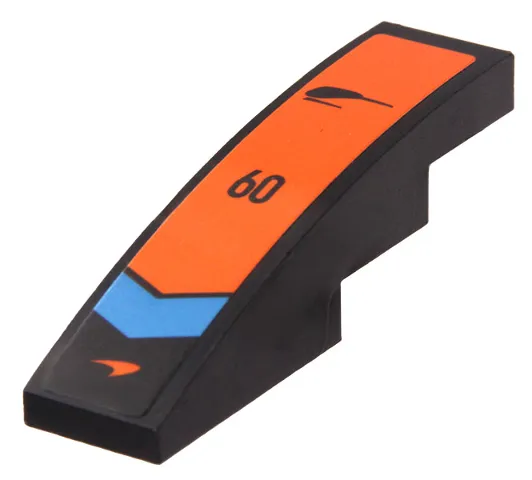 Slope, Curved 4 x 1 with Orange Stripe, Dark Azure Chevron, McLaren Logo and '60' Pattern (Sticker) - Set 30683