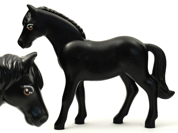 Horse, Belville with Large Round Eyes with Light Gray Top and Dark Orange Bottom Eyelids, Large Glints and Eyelashes Pattern