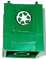 Container, Box 2 x 2 x 2 - Top Opening with Recycling Arrows on White Circle Pattern (Sticker) - Set 70424