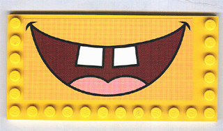 Tile, Modified 6 x 12 with Studs on Edges with SpongeBob SquarePants Open Mouth Smile Pattern (Sticker) - Set 3826