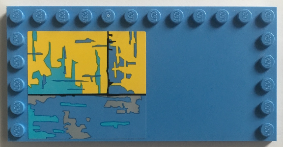 Tile, Modified 6 x 12 with Studs on Edges with Worn Yellow and Blue Panel Pattern (Sticker) - Set 75157