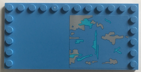 Tile, Modified 6 x 12 with Studs on Edges with Worn Blue and Gray Panel Pattern (Sticker) - Set 75157