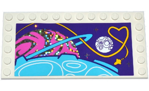Tile, Modified 6 x 12 with Studs on Edges with Planets, Stars and Rocket Ship Pattern (Sticker) - Set 41130