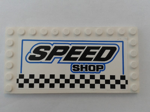 Tile, Modified 6 x 12 with Studs on Edges with 'SPEED SHOP' Pattern (Sticker) - Set 8154