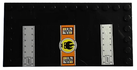 Tile, Modified 6 x 12 with Studs on Edges with Dr. Inferno Logo and Door Hinges Pattern Model Left Side (Stickers) - Set 8637