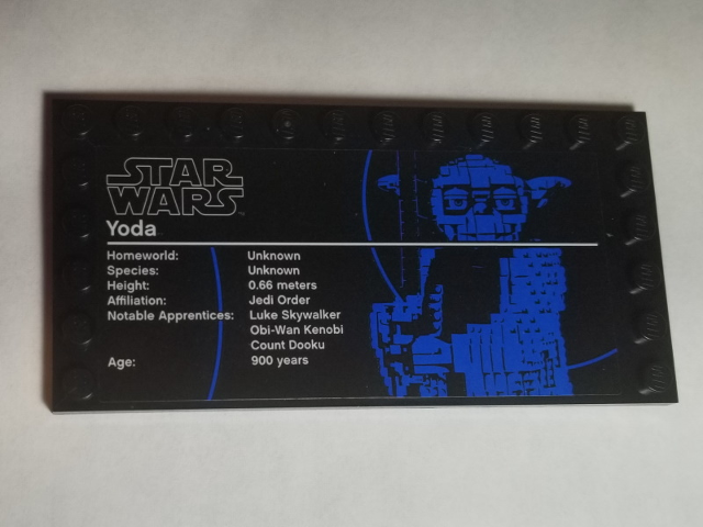 Tile, Modified 6 x 12 with Studs on Edges with Star Wars Logo and 'Yoda' Pattern (Sticker) - Set 75255