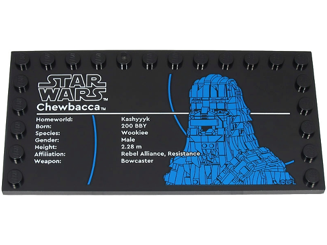 Tile, Modified 6 x 12 with Studs on Edges with Star Wars Logo and 'Chewbacca' Pattern