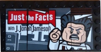 Tile, Modified 6 x 12 with Studs on Edges with 'Just the Facts With J. Jonah Jameson' and Minifigure Pattern (Sticker) - Set 76178