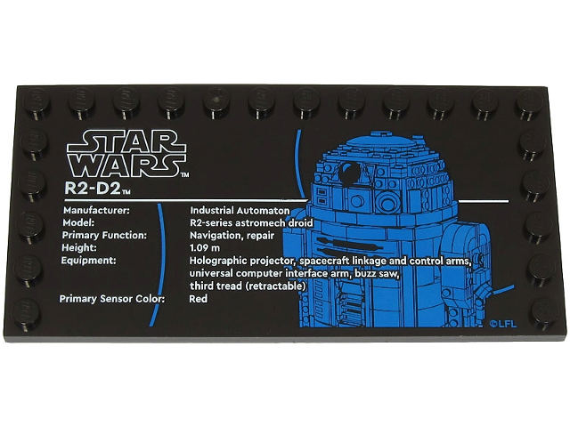 Tile, Modified 6 x 12 with Studs on Edges with Star Wars Logo and 'R2-D2' Pattern