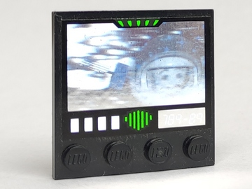 Tile, Modified 4 x 4 with Studs on Edge with Exploriens Holographic Monitor Pattern (Sticker) - Sets 5129 / 6899 / 6958 / 6982