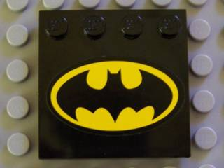 Tile, Modified 4 x 4 with Studs on Edge with Batman Logo Pattern (Sticker) - Set 7782