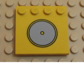 Tile, Modified 4 x 4 with Studs on Edge with Light Gray Circle / Stove Plate Pattern (Sticker) - Set 5848