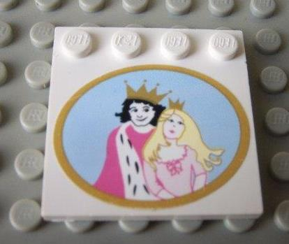 Tile, Modified 4 x 4 with Studs on Edge with Prince and Princess Pattern (Sticker) - Set 5963