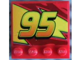 Tile, Modified 4 x 4 with Studs on Edge with '95' on Lightning Bolt Pattern Model Right Side (Sticker) - Set 8484