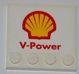 Tile, Modified 4 x 4 with Studs on Edge with Shell Logo and 'V-Power' Pattern (Sticker) - Set 8123