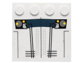 Tile, Modified 4 x 4 with Studs on Edge with Canopy and Dark Blue Stripe Pattern (Sticker) - Set 10195