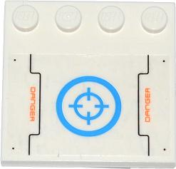 Tile, Modified 4 x 4 with Studs on Edge with Orange 'DANGER', Dark Azure Target in Circle Pattern (Sticker) - Set 70709