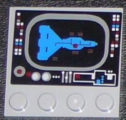 Tile, Modified 4 x 4 with Studs on Edge with Starship on Screen and Controls Pattern (Sticker) - Set 7964