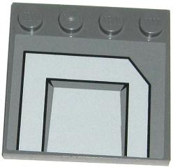 Tile, Modified 4 x 4 with Studs on Edge with Light Bluish Gray Panels with Cut Top Right Corner Pattern Model Left Side (Sticker) - Set 75019