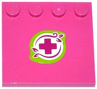 Tile, Modified 4 x 4 with Studs on Edge with Magenta Cross and Leaves in Lime Border Pattern (Sticker) - Set 41059