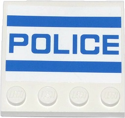 Tile, Modified 4 x 4 with Studs on Edge with Blue Stripes and 'POLICE' Pattern (Sticker) - Set 60047