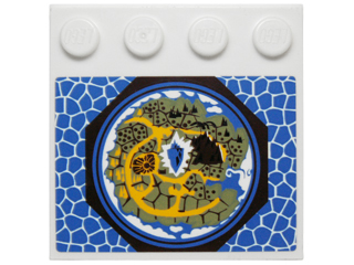 Tile, Modified 4 x 4 with Studs on Edge with Map in Octagon and Blue Scales Pattern (Sticker) - Set 70010