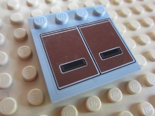 Tile, Modified 4 x 4 with Studs on Edge with Reddish Brown Panels Pattern (Sticker) - Set 7753