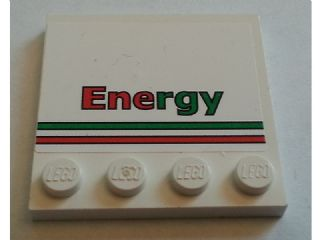 Tile, Modified 4 x 4 with Studs on Edge with Red and Green Stripes and 'Energy' Pattern (Sticker) - Set 7747