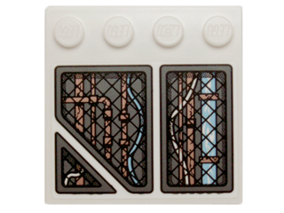 Tile, Modified 4 x 4 with Studs on Edge with Copper Pipes and Bright Light Blue Wires under Panels Pattern Model Right Side (Sticker) - Set 70226