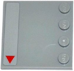 Tile, Modified 4 x 4 with Studs on Edge with Small Red Triangle Pattern Model Left Side (Sticker) - Set 75082